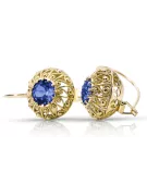 8K geltonas auksas 333 Sapphire auskarai vec002x-sp Rusų Tarybinis TSRS Vintažiniai amatai Art Deco style Sovietinis vintažo pap